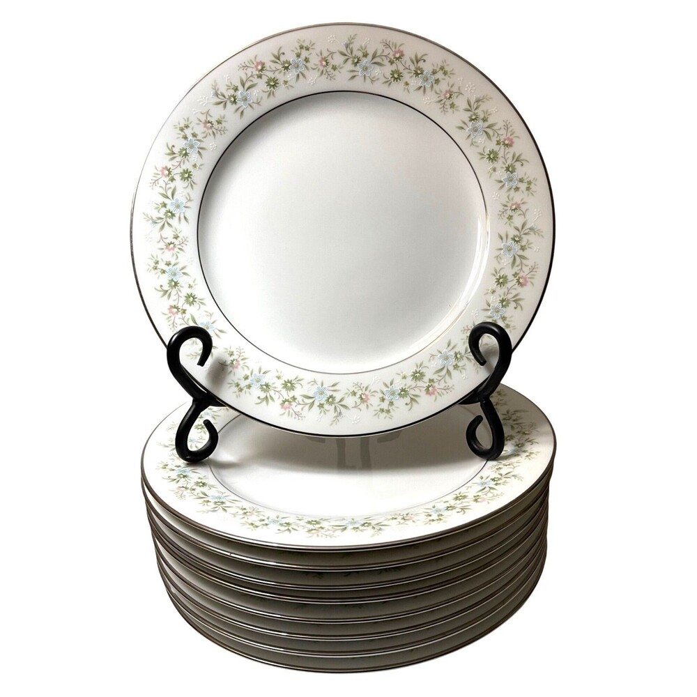 Noritake Savannah Dinner Plates Set Of 9 Floral Design 10.5" VNT GrannyCore